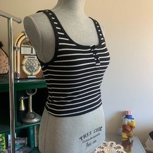 ADC black and white striped crop top